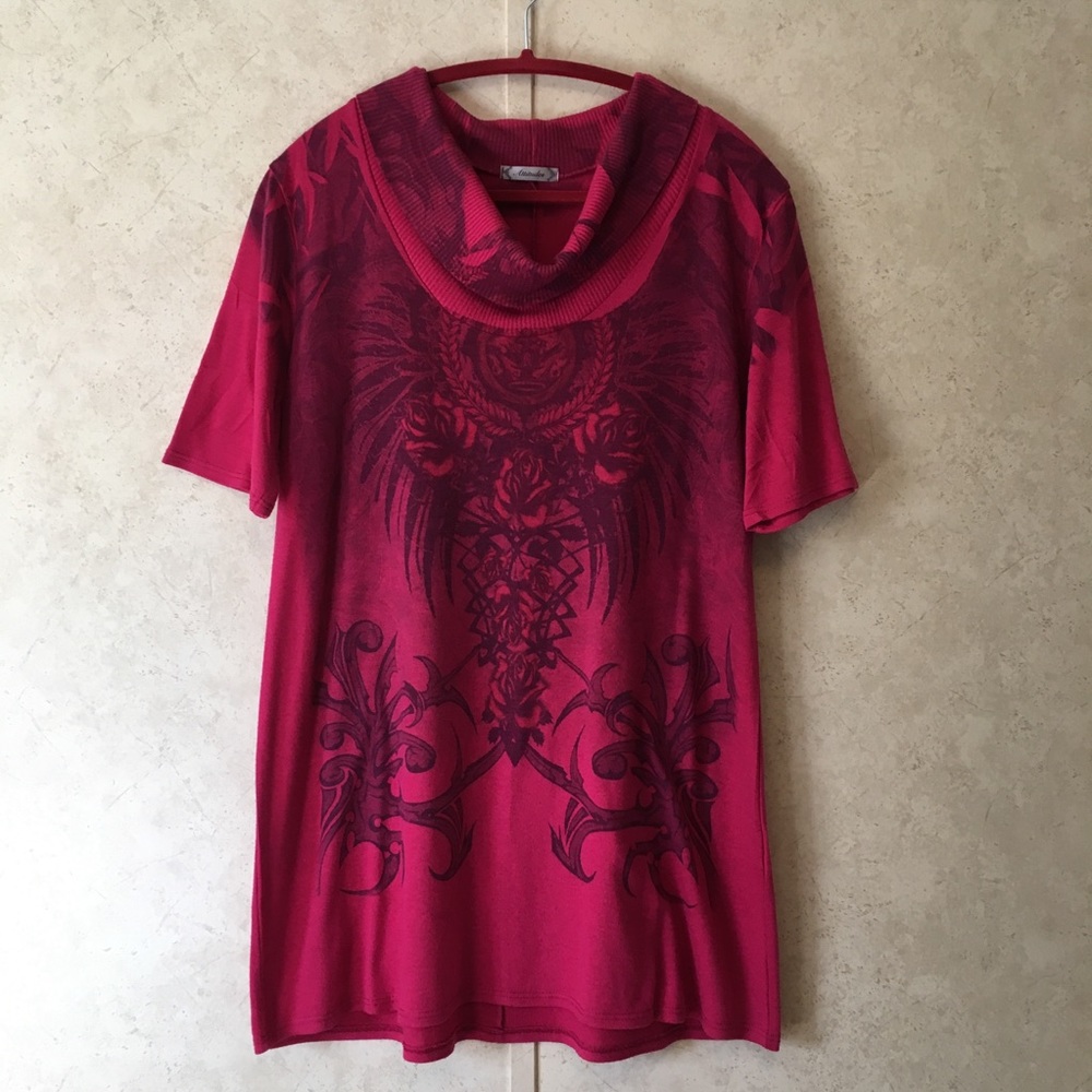 EUC Cowl Neck Graphic Design Sweater
